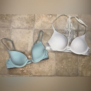Lot Of 2- 32A Bra Bundle T-shirt Lightly Lined Wired Victoria Secret & Parisian